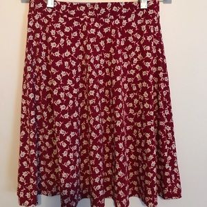 Gili red floral skater skirt, XS